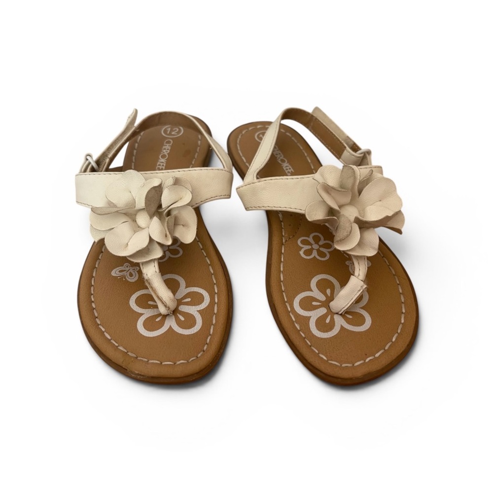 Girls 12 sandals flower Cherokee strap flip flop beach pool special occasion